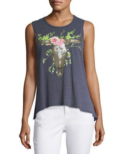Floral Cow-skull Tank