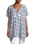 Indiana Cotton Caftan, White Pattern