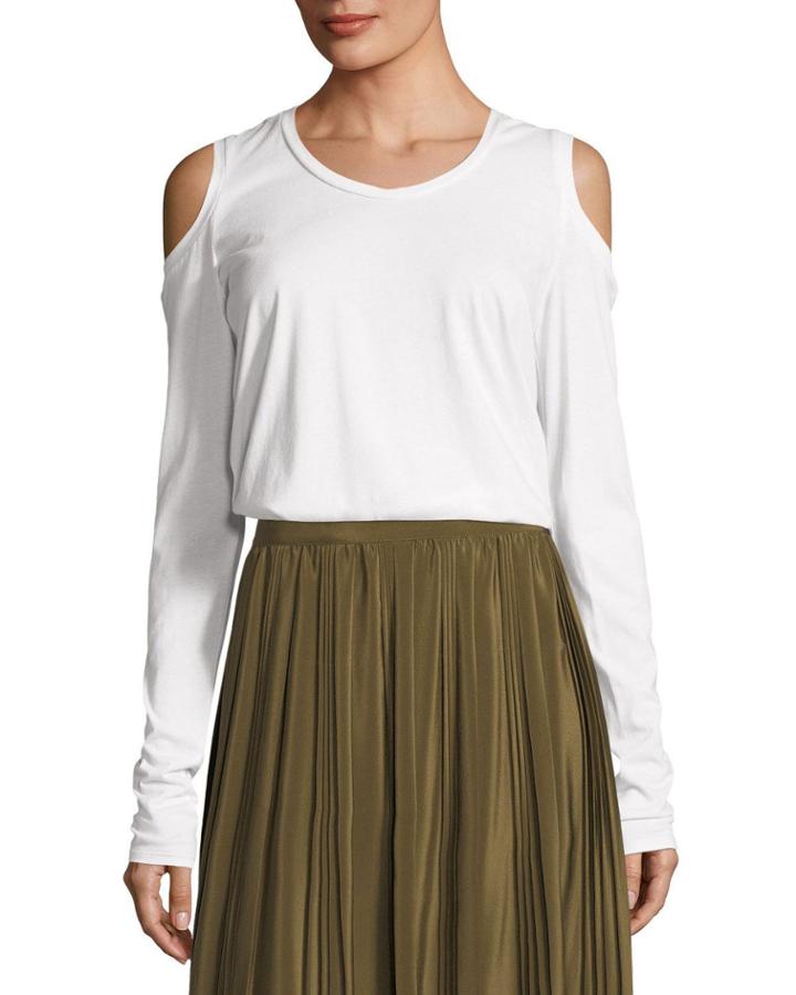 Cold-shoulder Crewneck Cotton Tee