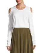Cold-shoulder Crewneck Cotton Tee