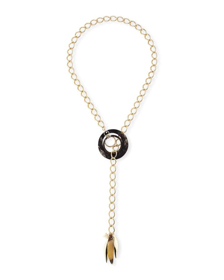 Black Horn & Lariat Chain Necklace