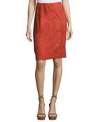 Eyelet-trim Faux-suede Pencil