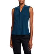 Neck-tie Sleeveless Blouse