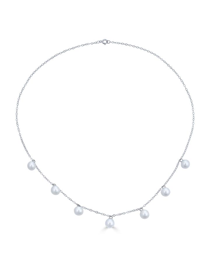 14k White Gold 7-pearl Shaker Necklace