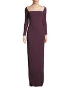 Lolita Bateau-neck Long-sleeve Column Evening Gown