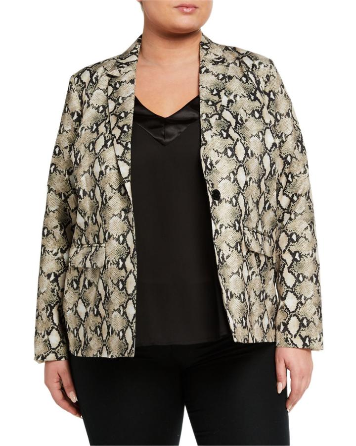 Plus Size Animal Print One-button Jacket