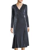 Side-ruche Metallic Bias-cut Dress