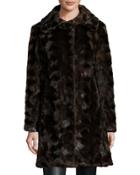 Reversible Mink Fur Down Feather Coat, Brown