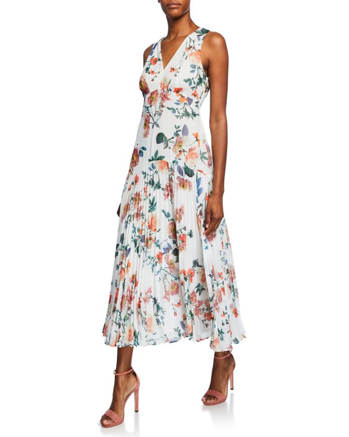 Floral Pleated Drop-waist