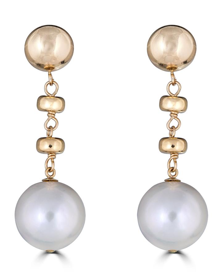 14k Bead & Pearl-dangle Earrings