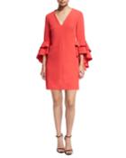 Nicole Double Ruffled Bell-sleeve Cocktail Dress