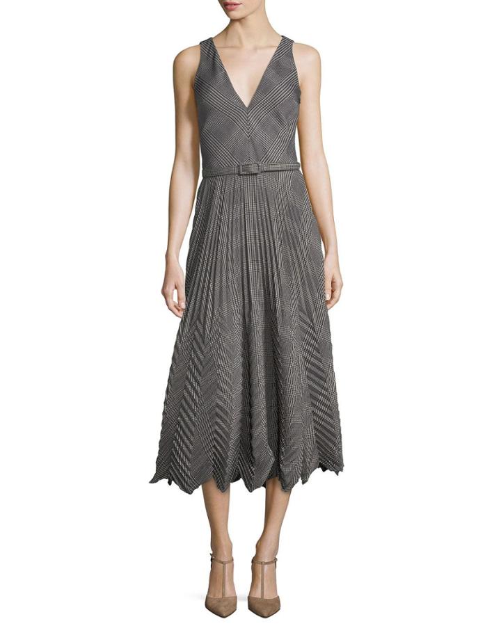 Louise Pleated Plaid Dress
