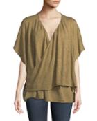 Cap-sleeve Crossover Pullover