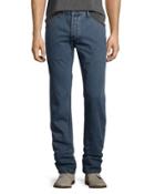 Low-rise Canvas Jean Pants, Blue