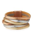 Tricolor Leather Multi-row Bracelet