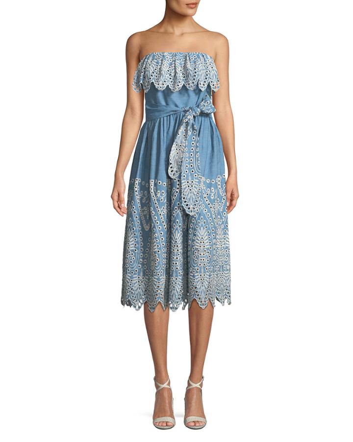 Eleanora Strapless Eyelet Popover