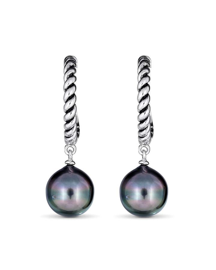 9mm Black Tahitian Pearl Rope Earrings