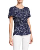 Floral Wrap Front-tie Blouse