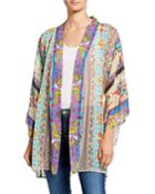Plus Size Ariana Mixed Media Rayon Georgette Kimono