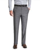 Men's Sharkskin Wool Flat-front Dress Pants