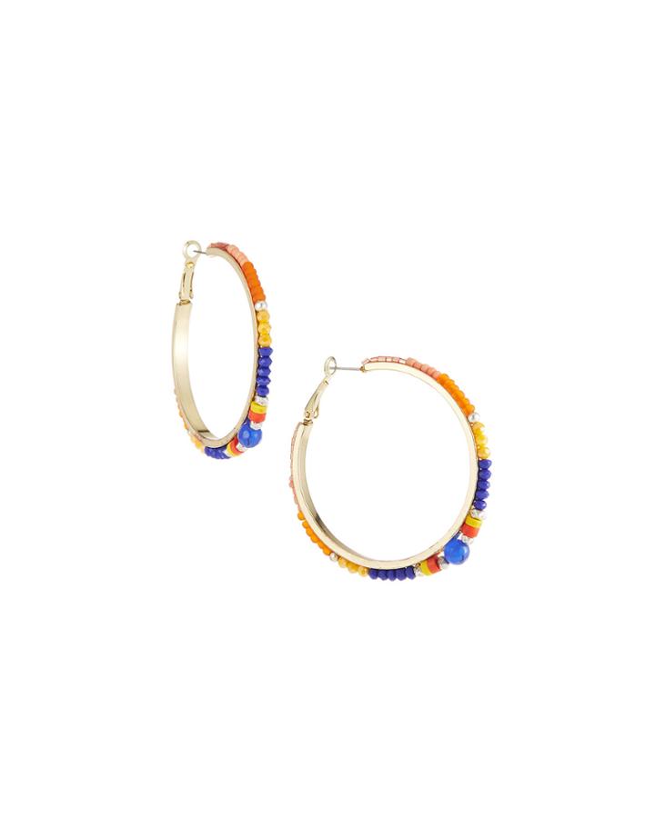 Multicolor Bead Hoop Earrings