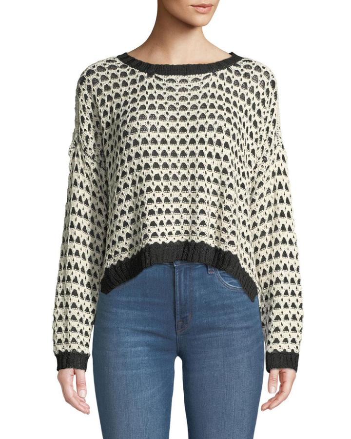 Textured Open-work Pullover