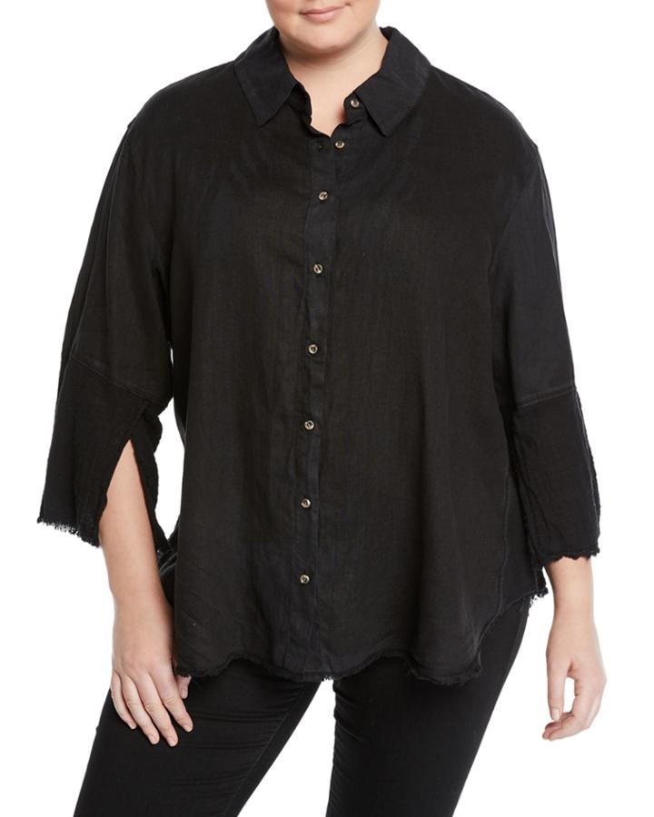 Neta Button-down Distressed Blouse,