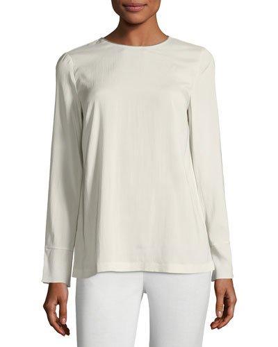 Necklace-back Silk Long-sleeve T-shirt