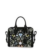 Nocturnal-print Small Padlock Satchel Bag,
