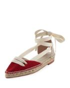 Colorblock Ankle-wrap D'orsay Espadrille, Red/white
