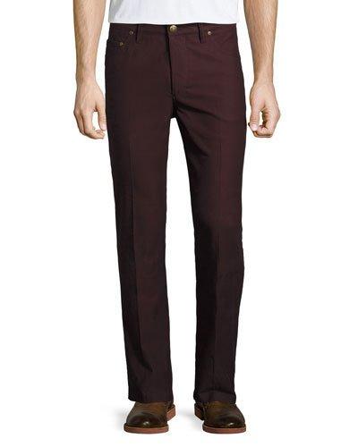 Soft Straight-leg Trousers, Dark Red