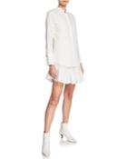2-in-1 Solid Shirtdress With Flounce Hem
