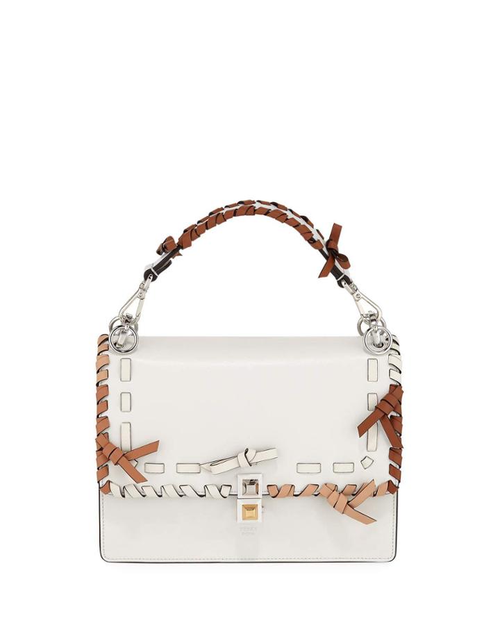 Kan Medium Whipstitched Shoulder Bag, White