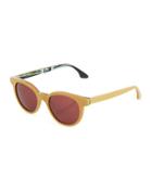 Limited Edition Rivera Round Plastic Sunglasses, Tan