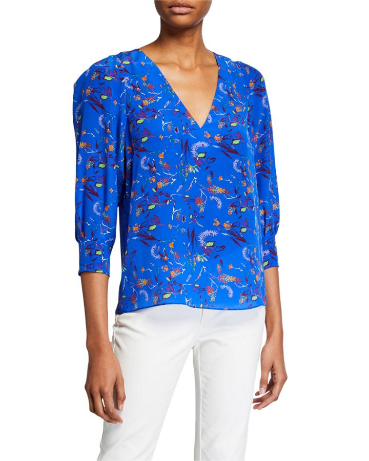 Rena Printed V-neck Top