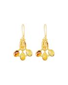 24k Four Tourmaline Small Drop Earrings