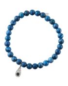 14k Blue Coral Diamond Evil Eye Teardrop Bracelet