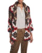 Shawl-collar Paillette Cashmere-blend Cable-knit Cardigan