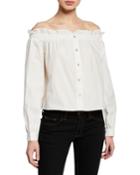 Off-the-shoulder Button-front Top