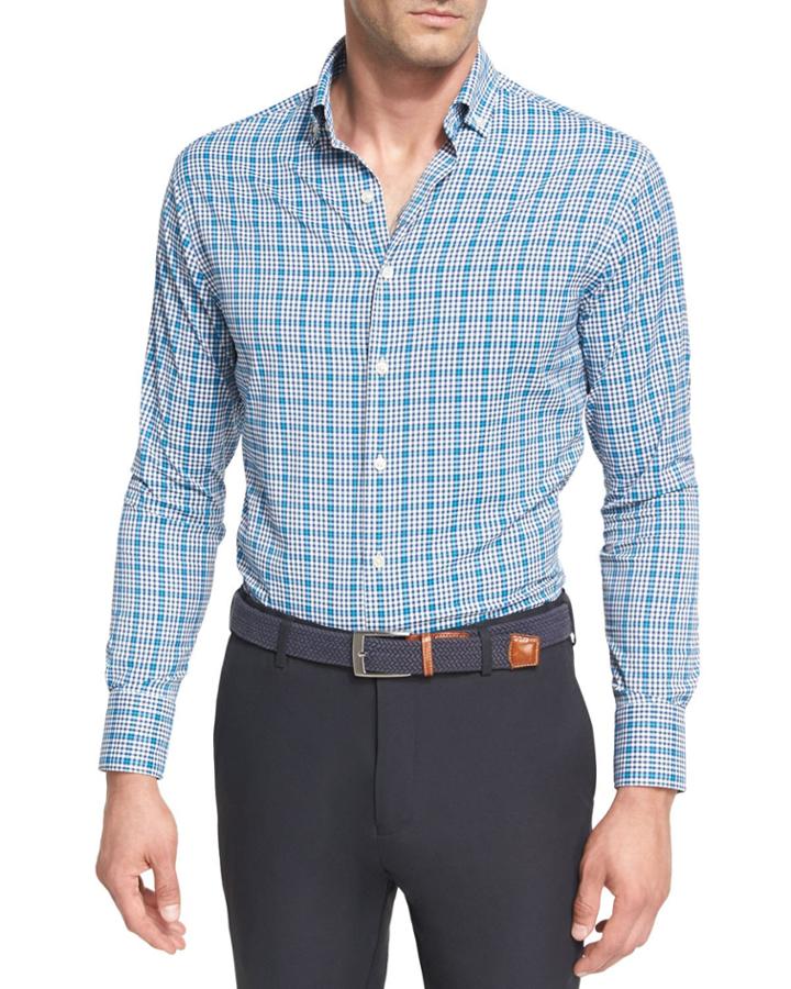 Crown Sport Crispy Check Performance Shirt, Dark Blue