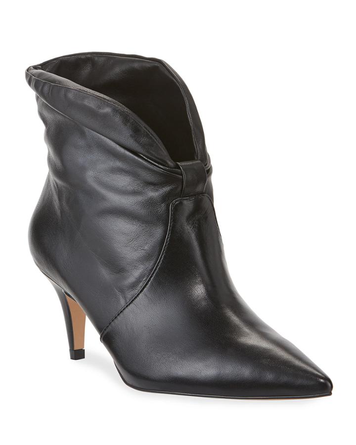 Leah Slouchy Leather Kitten-heel Booties