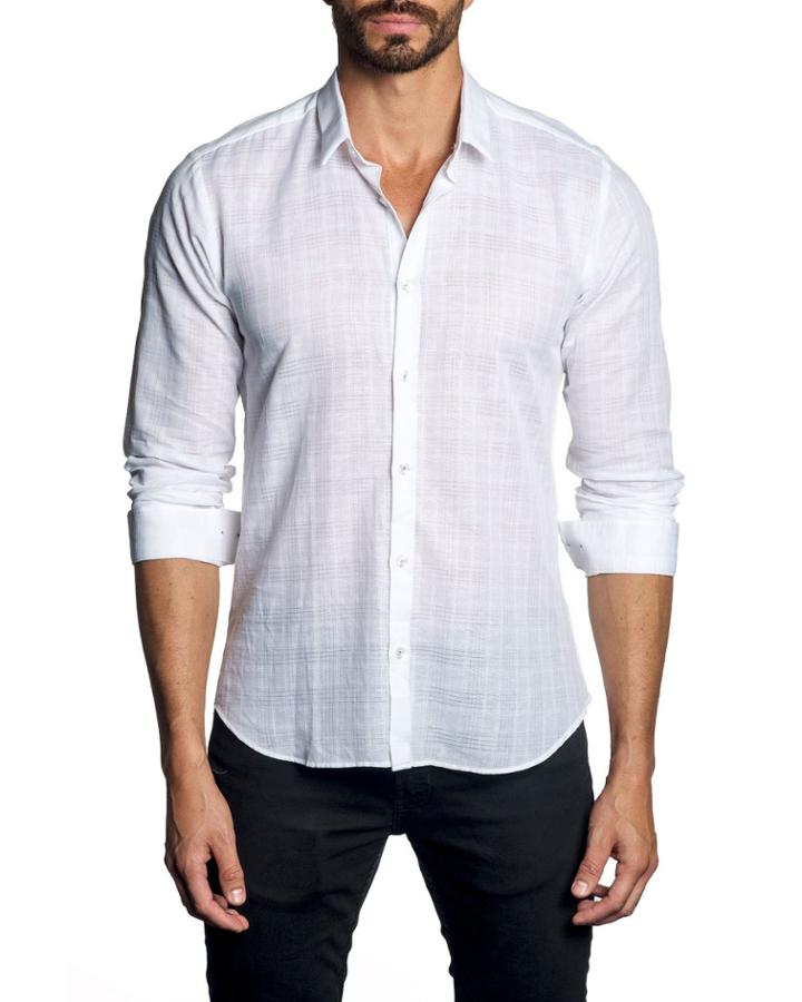 Men's Check Gauze Long-sleeve Button-down Cotton