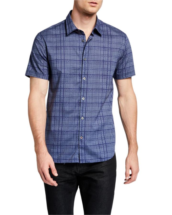 Men's Check-print Short Sleeve