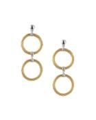 Double-cable Hoop-drop Earrings, Gold