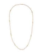14k Single-strand Long Pearl Necklace, White