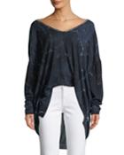 Long-sleeve V-neck Printed