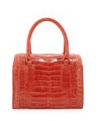 Nancy Gonzalez Crocodile Flap-top Tote Bag, Coral, Women's