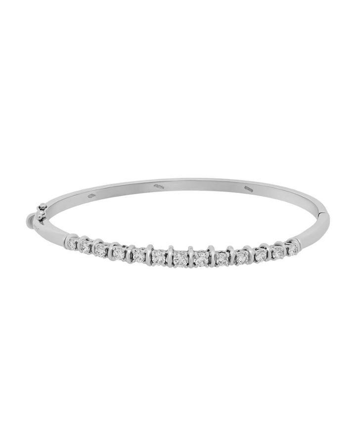 18k White Gold Diamond Hinged Bracelet
