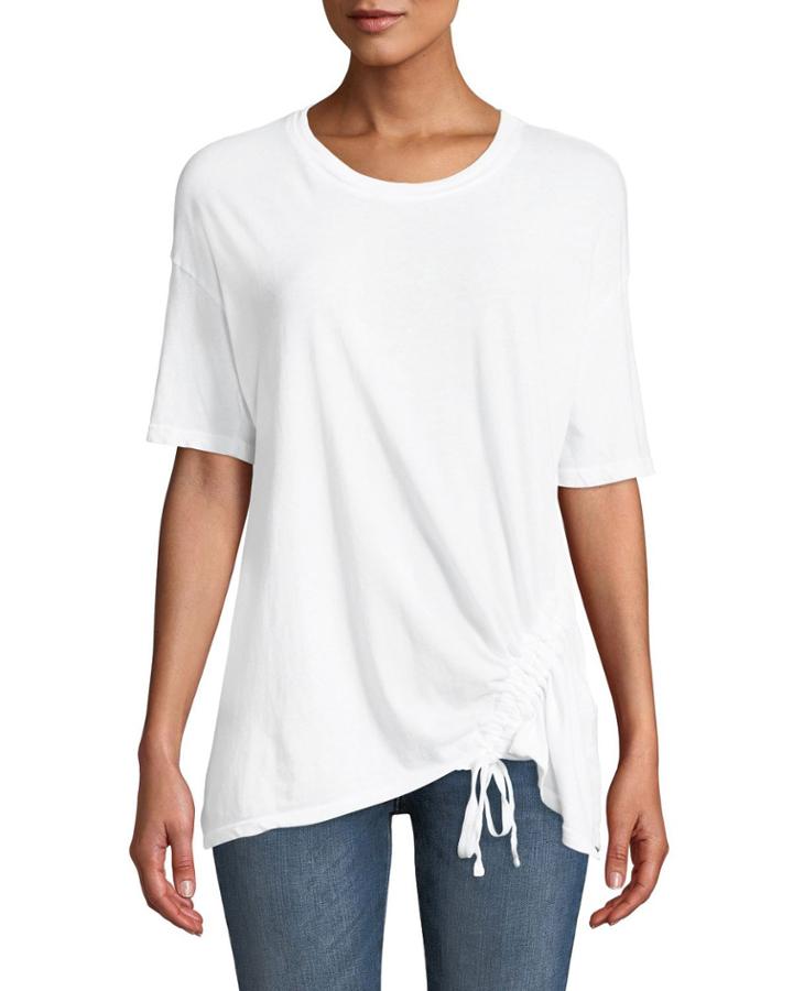 Casson Short-sleeve Cotton Tee W/ Drawstring Hem