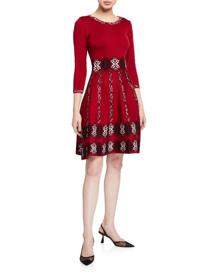 3/4-sleeve Knit Dress